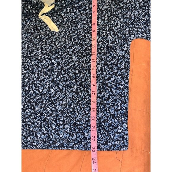 J.Crew Blue Floral Lightweight Stretch Pullover Hoodie Women's Size Large - Picture 4 of 8